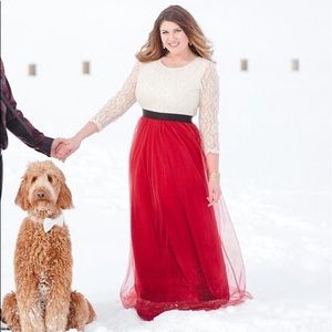 Burgundy Tulle and Lace Dress